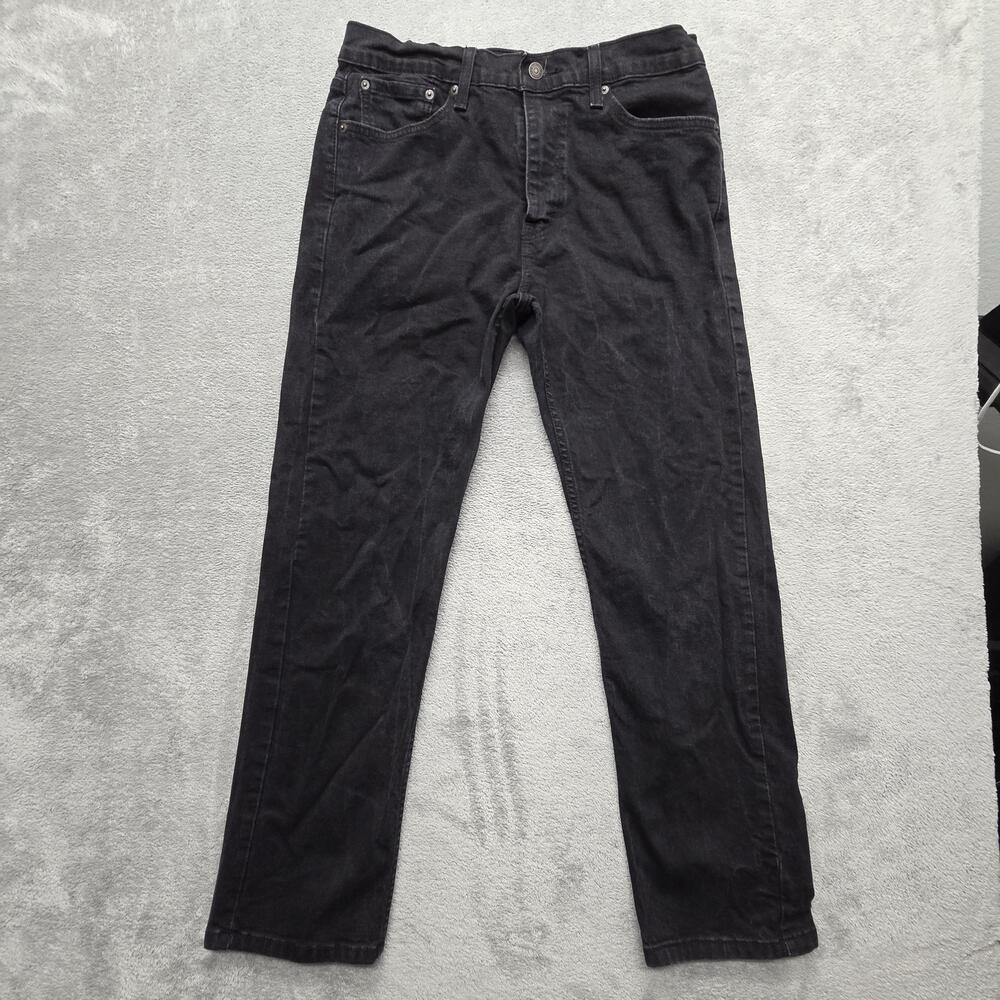 Levi's 505 Jeans Mens Measured 32x29 Black Straight Stretch Zip Fly Classic